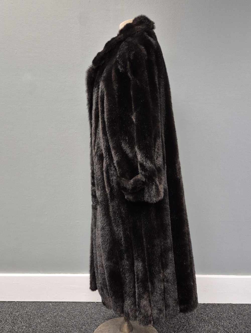 Vtg J. Percy Marvin Richards Faux Fur Coat Long Mink Style Brown Large USA - Picture 3 of 9